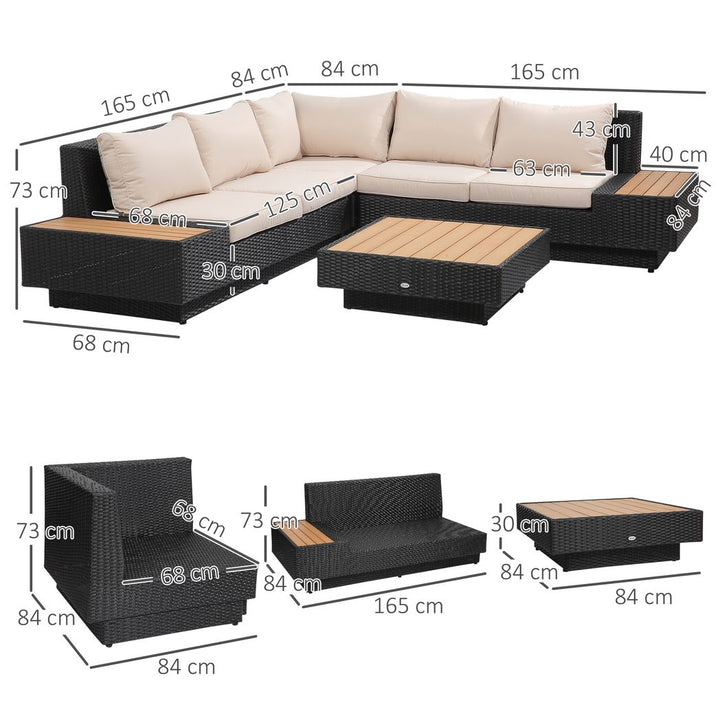 4Pcs Rattan Sofa Garden Set Coffee Table Chairs Loveseat Outdoor w/ Cushion