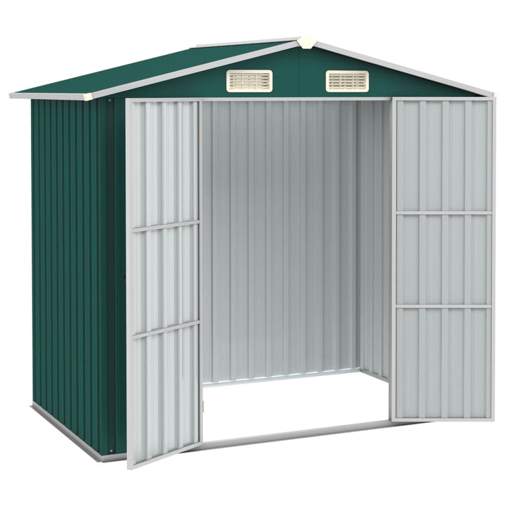 vidaXL Garden Shed Green 205x129x183 cm Galvanised Steel