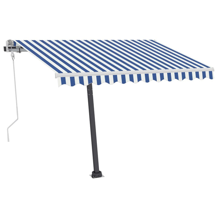 vidaXL Manual Retractable Awning with LED 300x250 cm Blue and White