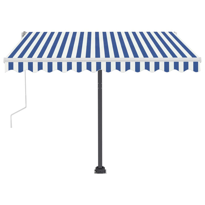 vidaXL Manual Retractable Awning with LED 300x250 cm Blue and White