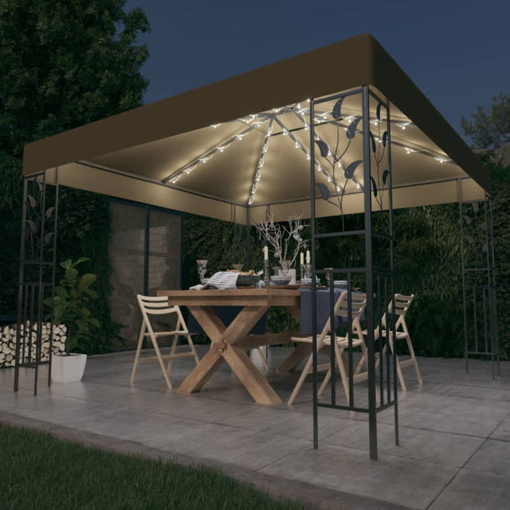 vidaXL Gazebo with LED String Lights 3x3 m Anthracite