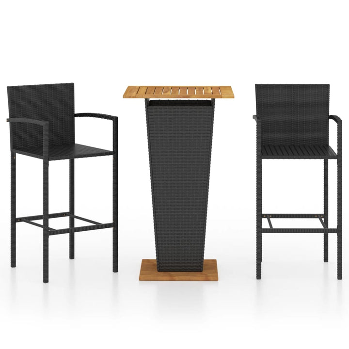 vidaXL 3 Piece Garden Bar Set Black