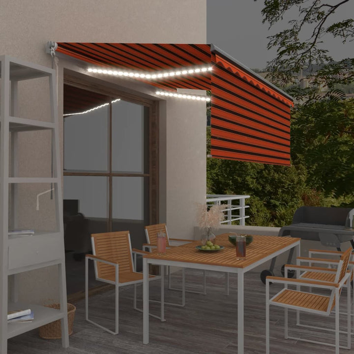 vidaXL Manual Retractable Awning with Blind&LED 3x2.5m Blue&White