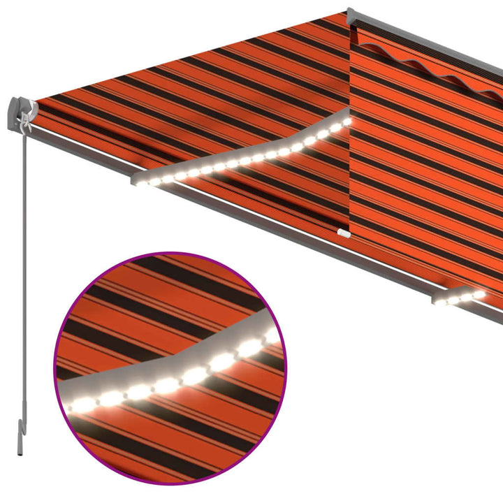 vidaXL Manual Retractable Awning with Blind&LED 3x2.5m Blue&White