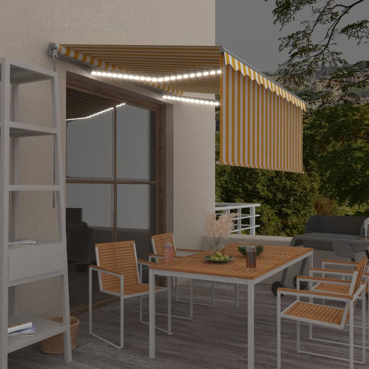 vidaXL Manual Retractable Awning with Blind&LED 3x2.5m Blue&White