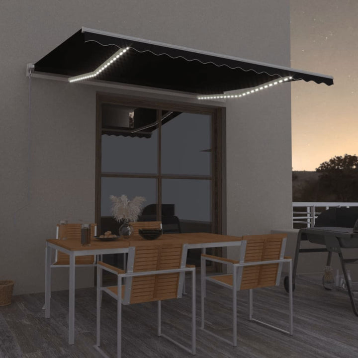 vidaXL Manual Retractable Awning with LED Burgundy 300x250 cm