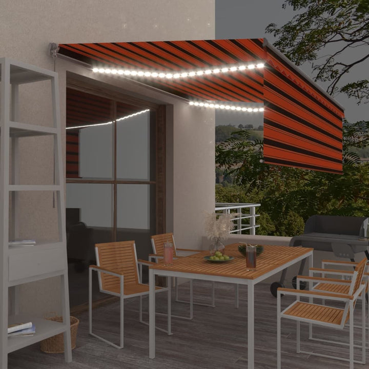 vidaXL Manual Retractable Awning with Blind&LED 3x2.5m Blue&White