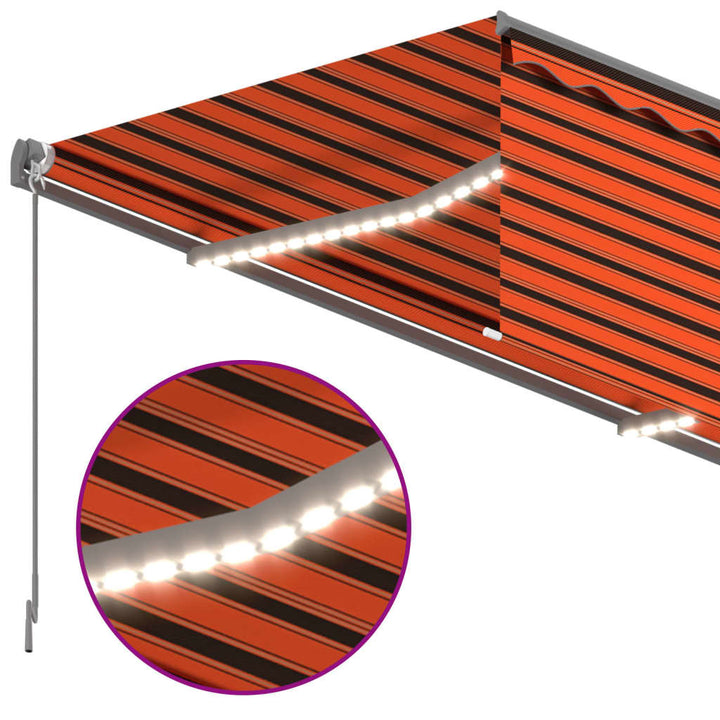 vidaXL Manual Retractable Awning with Blind&LED 3x2.5m Blue&White