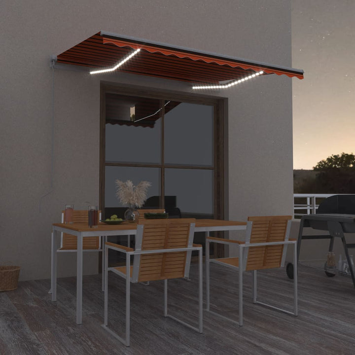 vidaXL Manual Retractable Awning with LED Burgundy 300x250 cm