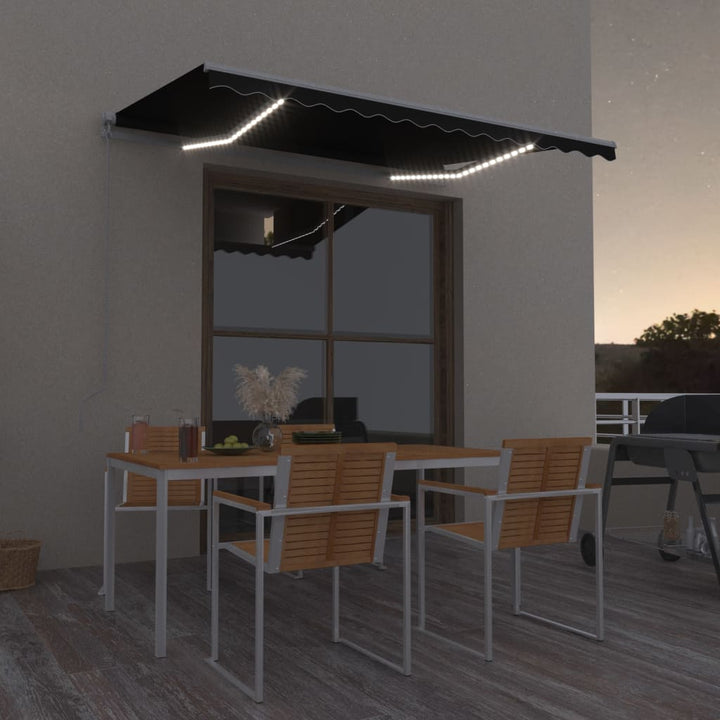 vidaXL Manual Retractable Awning with LED Burgundy 300x250 cm
