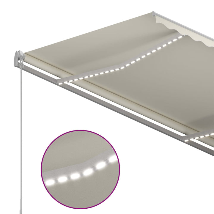 vidaXL Manual Retractable Awning with LED Burgundy 300x250 cm