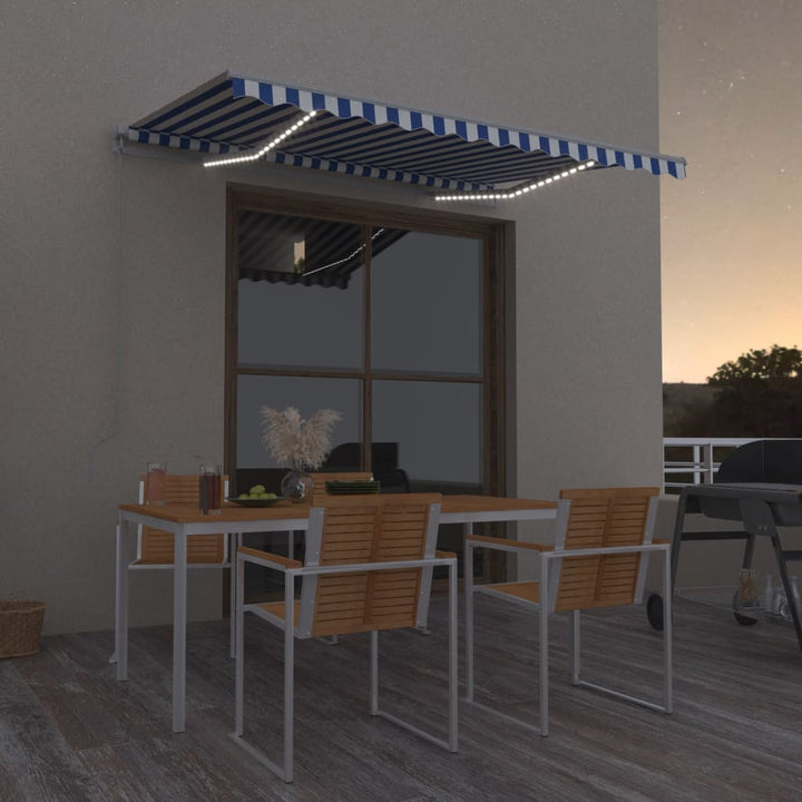 vidaXL Manual Retractable Awning with LED Burgundy 300x250 cm