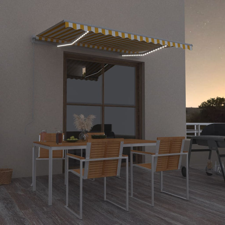 vidaXL Manual Retractable Awning with LED Burgundy 300x250 cm