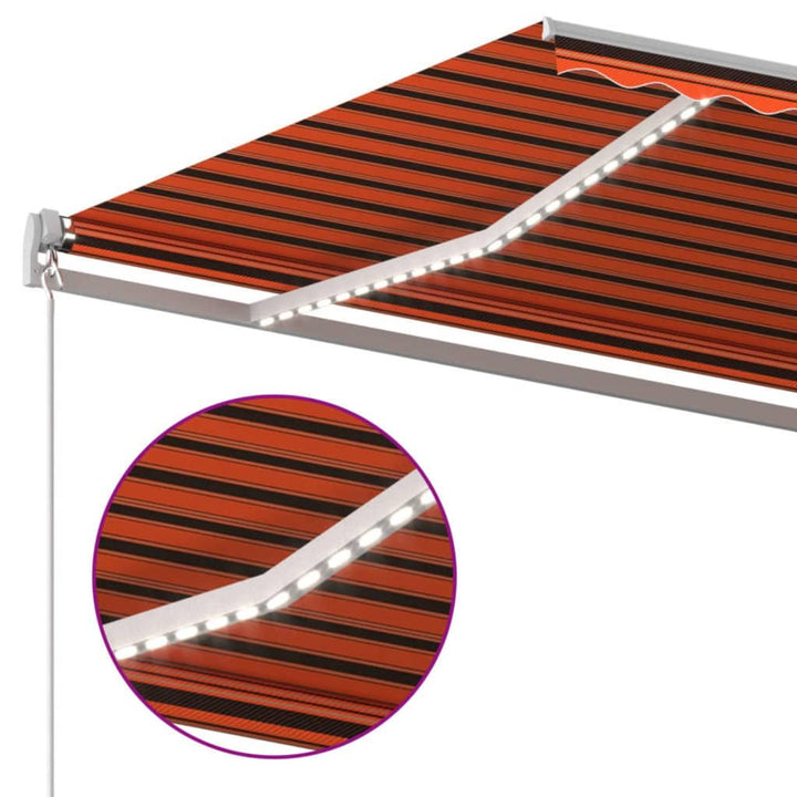 vidaXL Manual Retractable Awning with LED Burgundy 300x250 cm