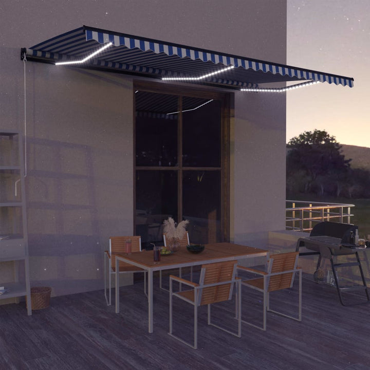 vidaXL Manual Retractable Awning with LED Burgundy 300x250 cm