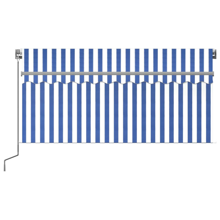 vidaXL Manual Retractable Awning with Blind&LED 3x2.5m Blue&White