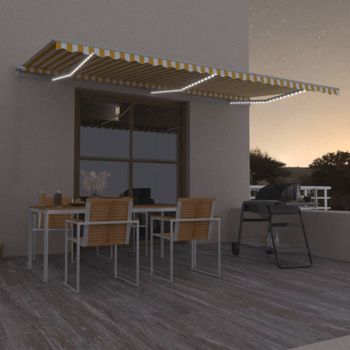 vidaXL Manual Retractable Awning with LED Burgundy 300x250 cm