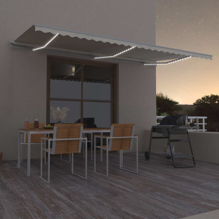 vidaXL Manual Retractable Awning with LED Burgundy 300x250 cm