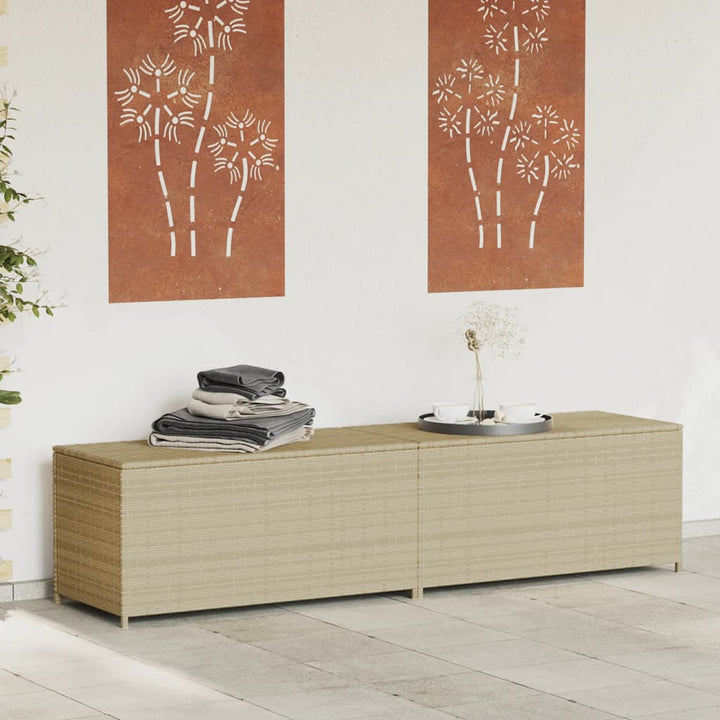 vidaXL Garden Storage Box Poly Rattan 200x50x60 cm Black