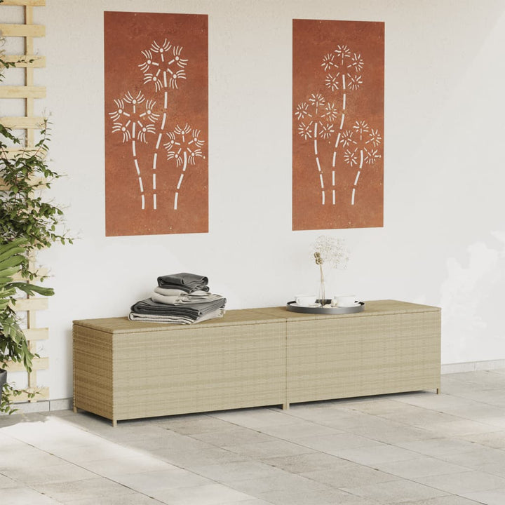 vidaXL Garden Storage Box Poly Rattan 200x50x60 cm Black