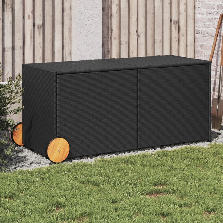 vidaXL Garden Storage Box Poly Rattan 200x50x60 cm Black