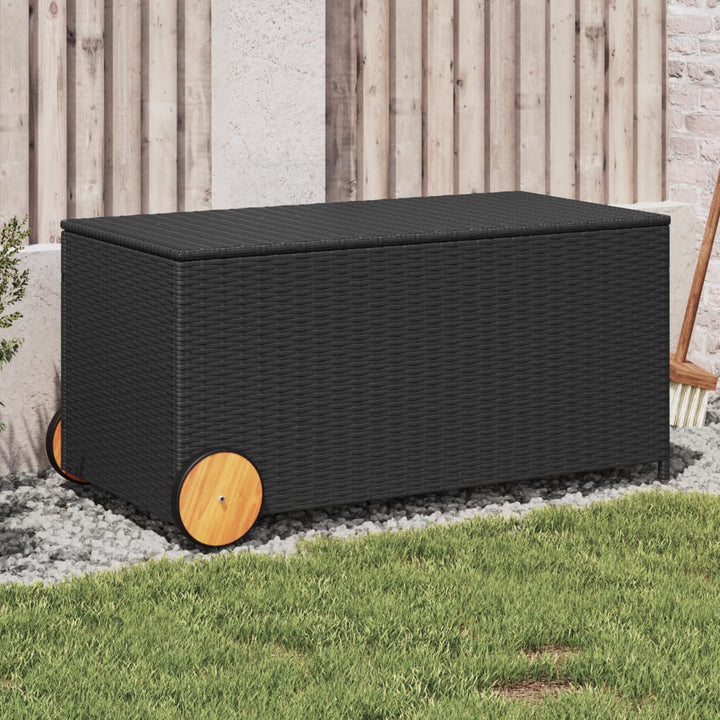 vidaXL Garden Storage Box Poly Rattan 200x50x60 cm Black