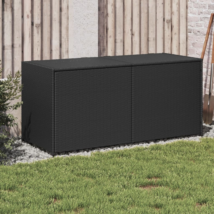 vidaXL Garden Storage Box Poly Rattan 200x50x60 cm Black