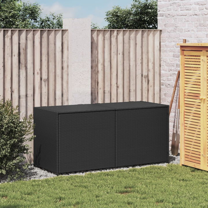 vidaXL Garden Storage Box Poly Rattan 200x50x60 cm Black