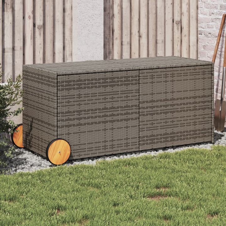 vidaXL Garden Storage Box Poly Rattan 200x50x60 cm Black
