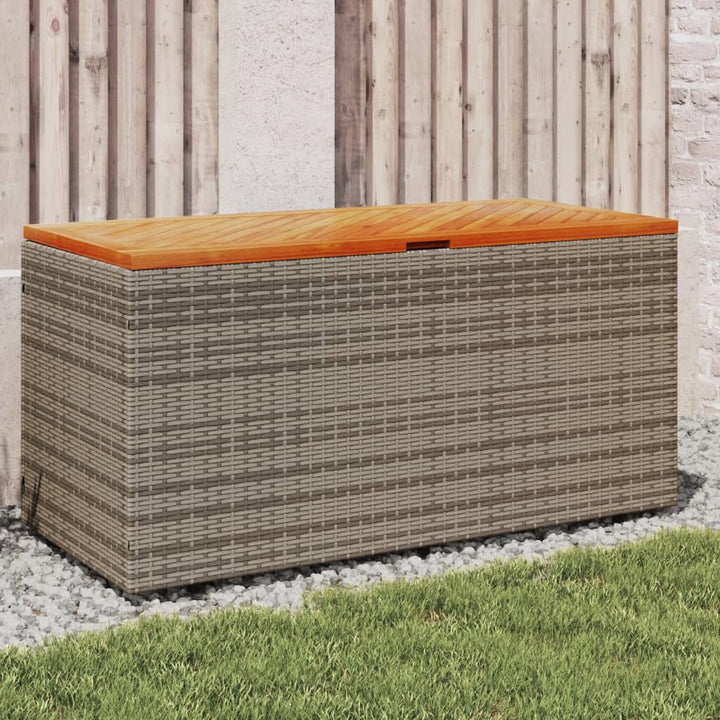 vidaXL Garden Storage Box Black 110x50x54 cm Poly Rattan Acacia Wood