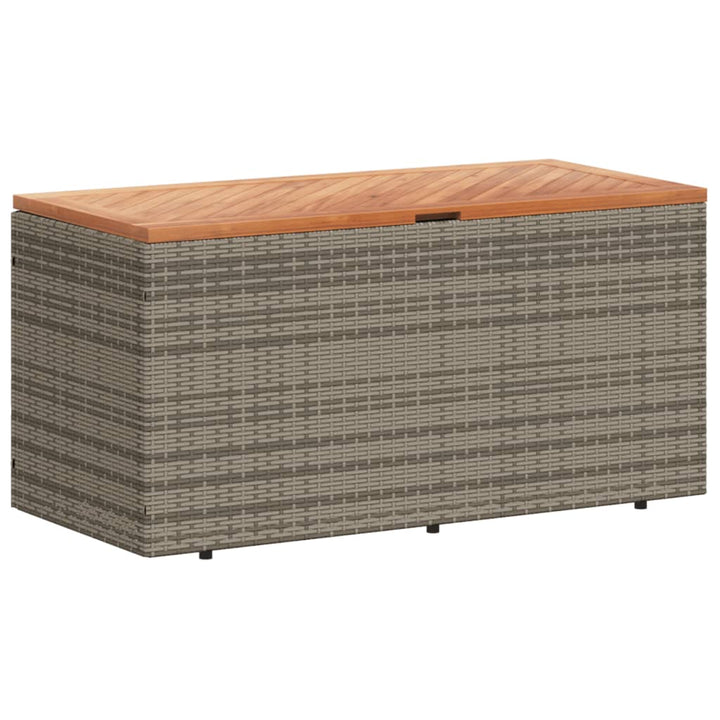 vidaXL Garden Storage Box Black 110x50x54 cm Poly Rattan Acacia Wood