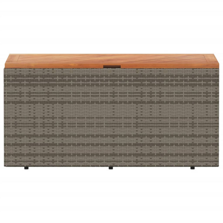 vidaXL Garden Storage Box Black 110x50x54 cm Poly Rattan Acacia Wood