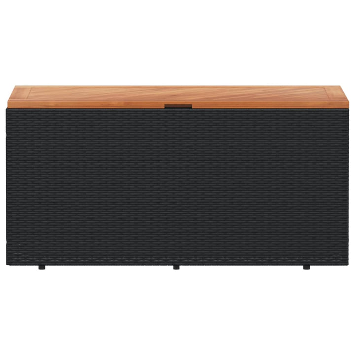 vidaXL Garden Storage Box Black 110x50x54 cm Poly Rattan Acacia Wood