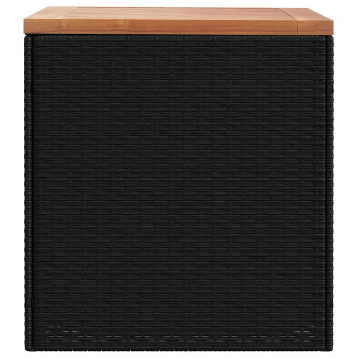 vidaXL Garden Storage Box Black 110x50x54 cm Poly Rattan Acacia Wood