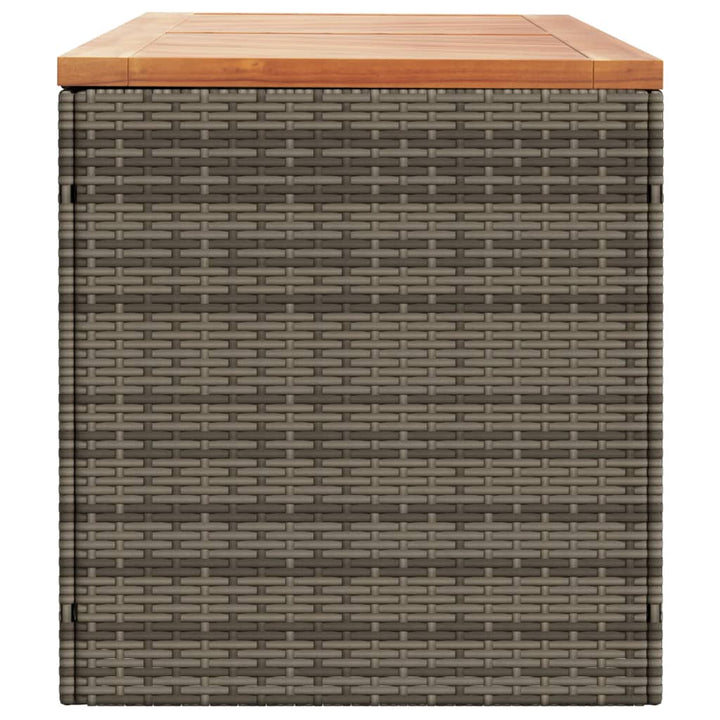 vidaXL Garden Storage Box Black 110x50x54 cm Poly Rattan Acacia Wood