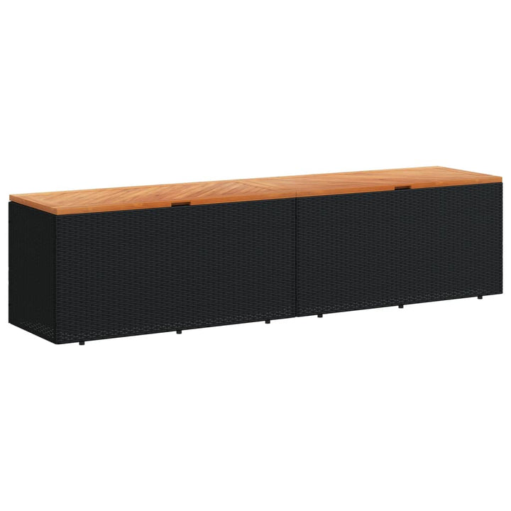vidaXL Garden Storage Box Black 110x50x54 cm Poly Rattan Acacia Wood