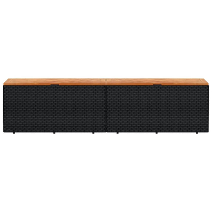 vidaXL Garden Storage Box Black 110x50x54 cm Poly Rattan Acacia Wood