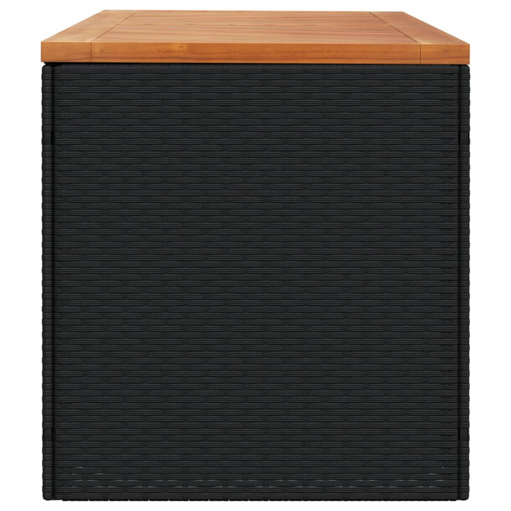 vidaXL Garden Storage Box Black 110x50x54 cm Poly Rattan Acacia Wood