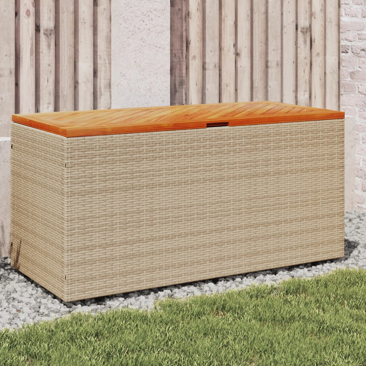 vidaXL Garden Storage Box Black 110x50x54 cm Poly Rattan Acacia Wood