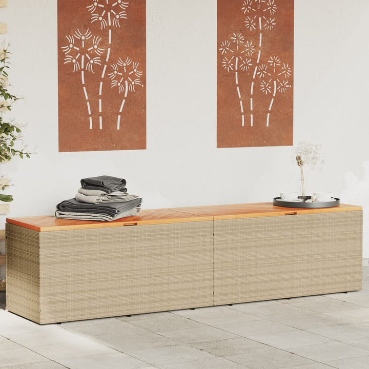 vidaXL Garden Storage Box Black 110x50x54 cm Poly Rattan Acacia Wood