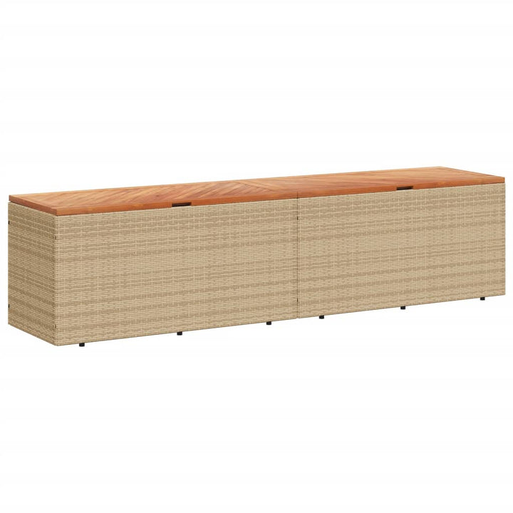 vidaXL Garden Storage Box Black 110x50x54 cm Poly Rattan Acacia Wood