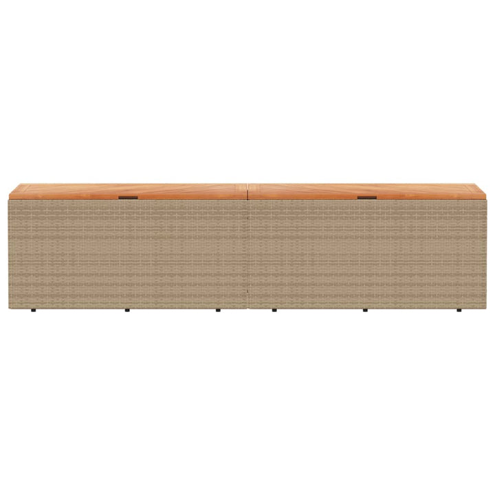 vidaXL Garden Storage Box Black 110x50x54 cm Poly Rattan Acacia Wood