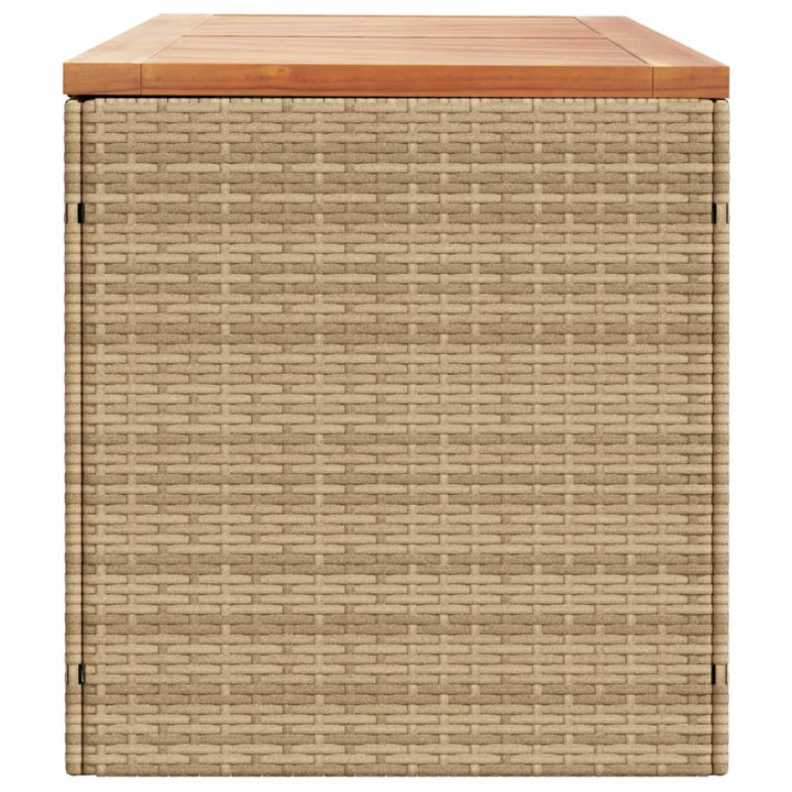 vidaXL Garden Storage Box Black 110x50x54 cm Poly Rattan Acacia Wood