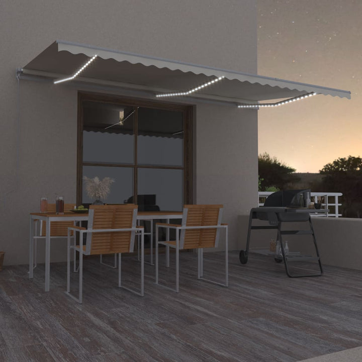 vidaXL Manual Retractable Awning with LED Burgundy 300x250 cm
