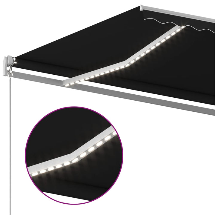 vidaXL Manual Retractable Awning with LED Burgundy 300x250 cm