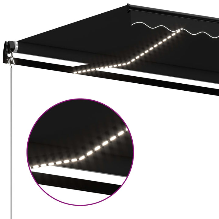 vidaXL Manual Retractable Awning with LEDs Burgundy 400x300 cm