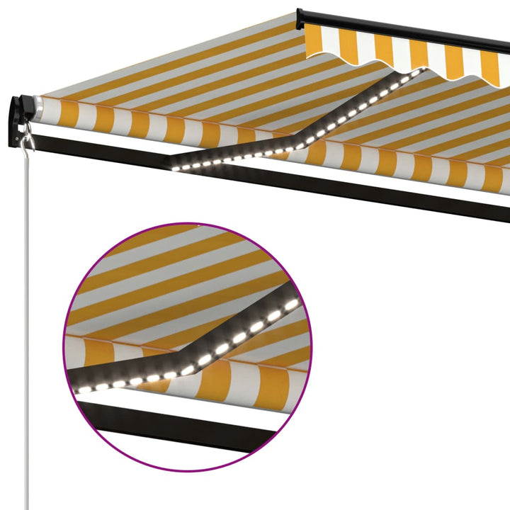vidaXL Manual Retractable Awning with LEDs Burgundy 400x300 cm