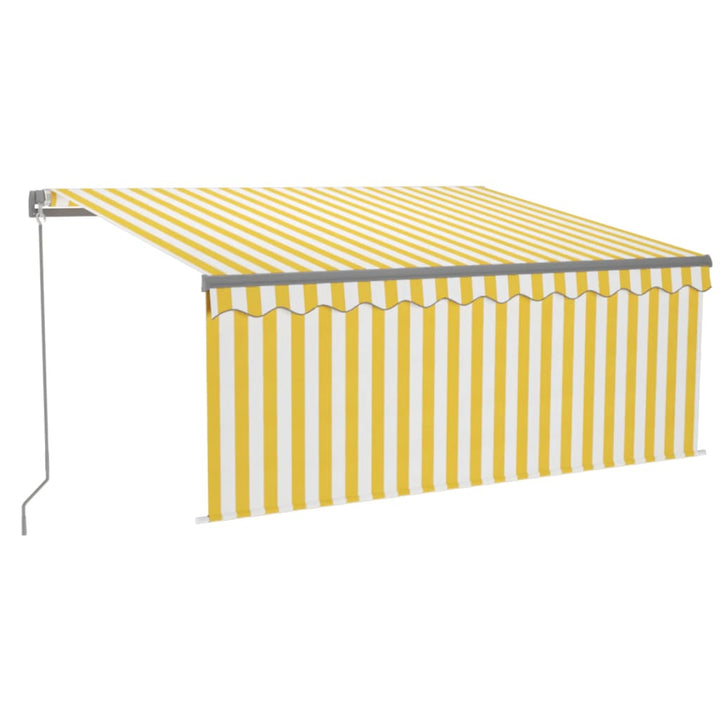 vidaXL Manual Retractable Awning with Blind&LED 3x2.5m Blue&White