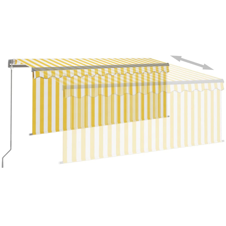 vidaXL Manual Retractable Awning with Blind&LED 3x2.5m Blue&White