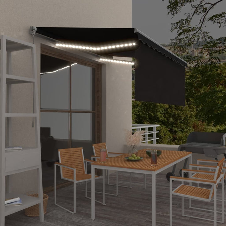 vidaXL Manual Retractable Awning with Blind&LED 3x2.5m Blue&White